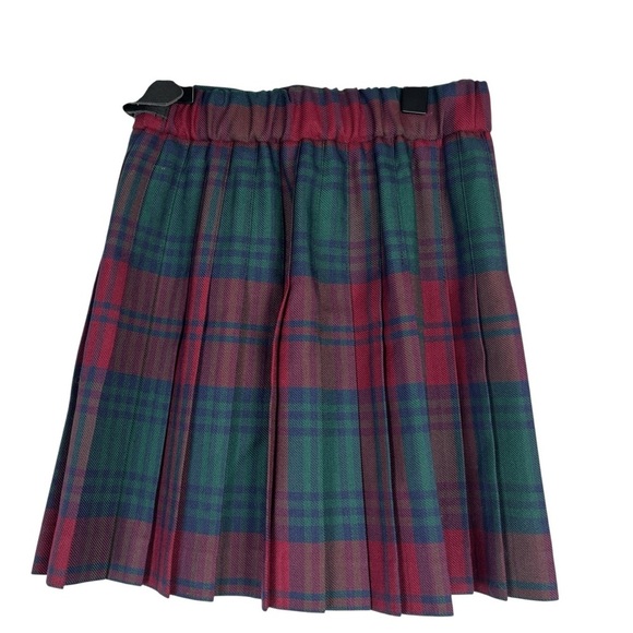 JAMES PRINGLE WEAVERS NWT Girls Clan Lindsay Tartan Red Green Kilt Skirt 3/4 - Picture 2 of 9